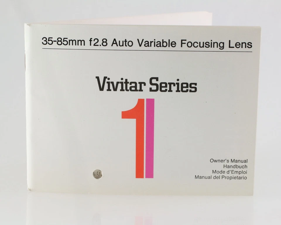 Bedienungsanleitung Vivitar Series 1 35-85mm f2.8 Auto Variable Focusing Lens - Image 1 of 1