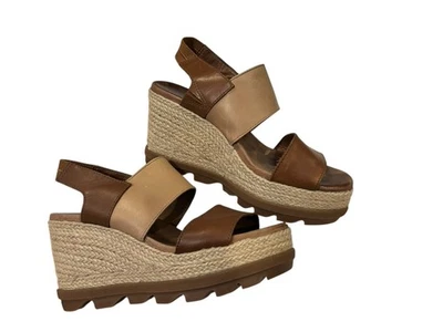 Sandalias de cuña Sorel Joanie II con alpargata y correa para mujer talla 7,5 cuero marrón Foto 1 de 4