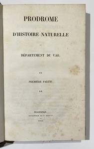Prodrome d'Histoire naturelle Var Mineralogie Botanique 1853 / Flore Botanik - Imagen 1 de 1