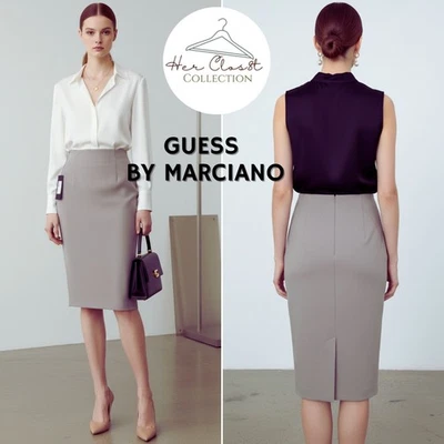 $128 Guess by Marciano Corteza de Palma Taupe Negocios Informal Lápiz Midi Falda Nueva con Etiquetas S Foto 1 de 4