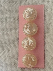 4  Vintage  Glass Buttons   Woman's Heads - Picture 1 of 2