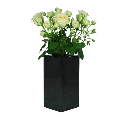 Grabvase Cube-medium 25cm Granit Schwedisch schwarz – robust & wetter - Bild 1 von 3