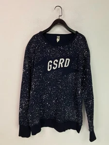 G Star Raw Navy White Speckle Sweatshirt Crew Neck Long Sleeve UK L - Picture 1 of 12