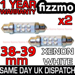 2x 39MM NUMBER PLATE LIGHT FESTOON BULB LED XENON WHITE - Picture 1 of 1