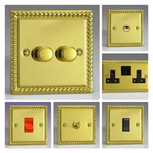 Interruptor de luz Varilight georgiano cuerda latón pulido XGB enchufe atenuador - Imagen 1 de 51