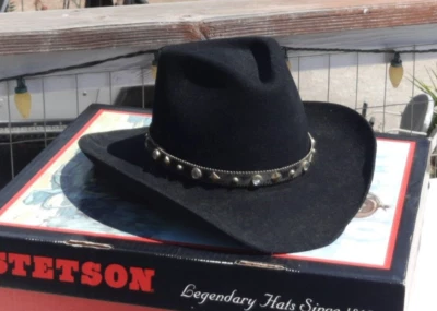 Stetson Sombrero Vaquero Negro Pony Express 7 1/4 Lana Foto 1 de 4