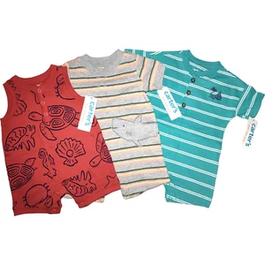 Carter's Just One You 3 Mos Baby Boy Outfit Lot 3pc Shorts Rompers Ocean NWT - Picture 1 of 4