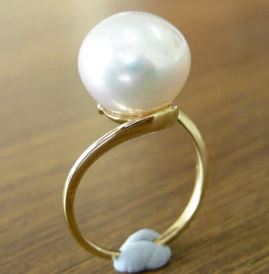 ANELLO ORO GIALLO 18kt con PERLA AUSTRALIANA BIANCA 13,3mm!! +CERTIFICATO - Imagen 1 de 1