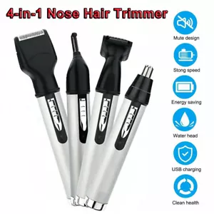 4-in-1 Men Nose Ear Face Neck Eyebrow Mustache Beard Trimmer Hair Clipper Shaver - Picture 1 of 12