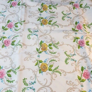 Vintage  2 Piece Cannon Pillow case + twin flat sheet Cottage Lace Pink Yellow - Picture 1 of 12