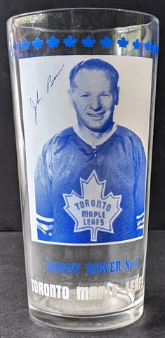 1967/68 Johnny Bower YORK PEANUT BUTTER Glass NHL Hockey Original Vintage Leafs Cover