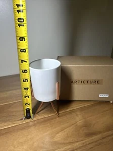 White Ceramic Flower Pot With Gold Iron Stand Multi-use - Picture 1 of 3
