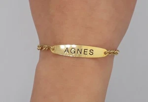 EDLES ARMBAND AGNES VERGOLDET GOLD Name Armkette Geschenk - Picture 1 of 3