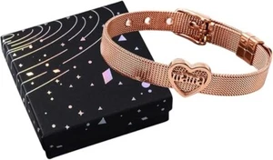 Women's Stainless Steel Mesh Belt Buckle Bracelet Rose Gold Charm Mothers Mama - Picture 1 of 4