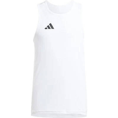 adidas Adizero Essentials Kids Running Vest Sports Singlet Youth White - Image 1 of 3