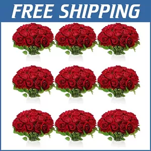 Long Stem 20" Fake Roses Bouquet - Perfect for Weddings and Valentine's Decor - Picture 1 of 9