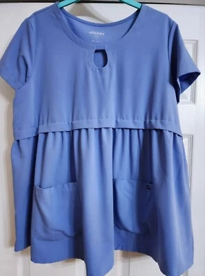 Blusa Médica Jockey Maternidad Techo Grande Azul Imperio Cintura Tela Elástica Corbata Trasera Foto 1 de 4