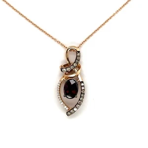 Levian 14k Rose Gold Rhodolite Garnet & Diamond Pendant Necklace 4 grams 16” - Picture 1 of 8
