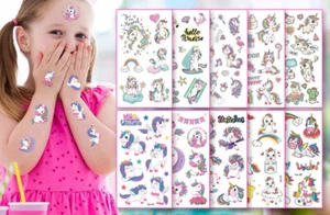 Temporäre Tattoos 10 Stück EINHORN Wasserdicht Kinder Mädchen Beute/Party Tasche - Bild 1 von 13