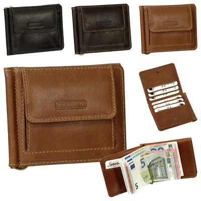 BRANCO LEDERWAREN Portafoglio uomo Branco pelle clip dollaro nero marrone cognac 7245