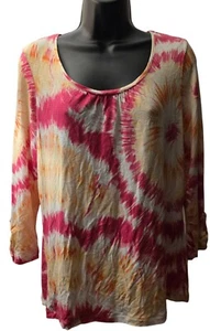 Women's Chicos Long Sleeve Tie Dye Top Blouse Size 1 Multicolor Excellent  - Picture 1 of 6