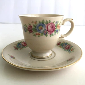 Vintage Arabia Finland Suomi Demitasse Cup Saucer Gold Gilt Floral Rose Peony - Picture 1 of 9