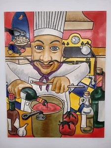 Italian Chef Maurice By Will Rafuse Ceramic Tile Wall Hanging 14” X 11" LARGE - Picture 1 of 20