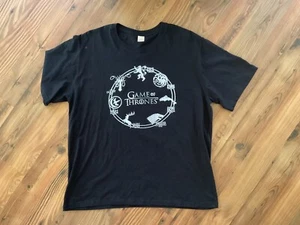 Game of Thrones Black T-Shirt with 7 House Sigils and Mottoes Size L - Picture 1 of 4