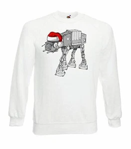Unisex White Galaxy Wars AT-AT Walker Santa Hat Festive Christmas Sweatshirt - Picture 1 of 7