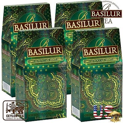 Basilur Oriental Collection Ceylon Green Tea Moroccan Mint 4 X 100g Loose Tea • 37.50$