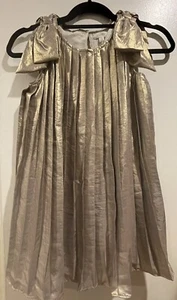 NWT Gymboree Girl’s Shimmer Gold Knife Pleated Sleeveless Bow Dress Size 8 - Picture 1 of 7