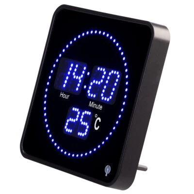 Lunartec Flache LED-Funk-Tisch- und Wanduhr, Temperatur-Anzeige, blaue LEDs - Bild 1 von 4
