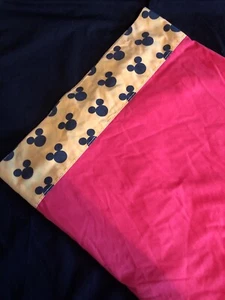 VINTAGE DISNEY MICKEY MOUSE Yellow And Salmon/Coral/Red TWIN FLAT SHEET - Picture 1 of 4