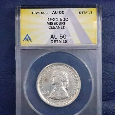 1921 Missouri Centennial Half Dollar 50c Commemorative - ANACS AU 50 Details - Image 1 of 4