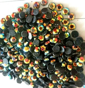 Ss12 3,2 mm Hotfix nero ab colore acrilico GIOIELLO CRISTALLO STRASS - Foto 1 di 2
