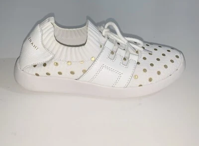 Isaac Mizrahi Para Mujer 7.5 Tenis Reece Blanco Dorado Lunares Zapatos con Cordones Foto 1 de 4
