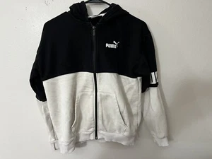 Puma Boys Full Zip Hoodie Sweatshirt Size Large Black & White - Picture 1 of 6