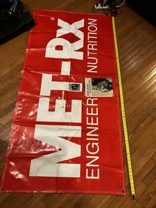Met Rx Bodybuilding Gym Vynal Banner Supplement Vtg Original 1990s Rare Big - Bild 1 von 9