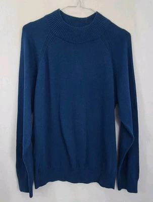 Suéter Pullover Jeanne Pierre Para Mujer Verde Azulado Cuello Simulado Manga Larga Talla XL Foto 1 de 4