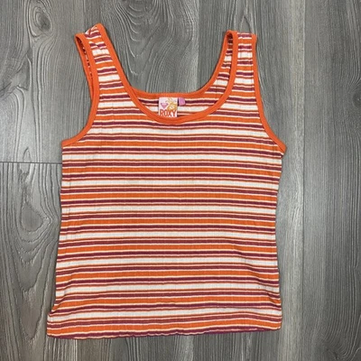 Roxy Orange Pink and White Ribbed Tank top - Image 1 of 4