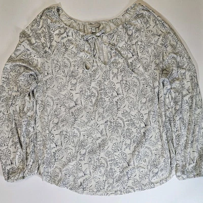 Top campesino Lucky Brand para mujer talla XL blanco azul floral femenino Cottagecore Foto 1 de 4