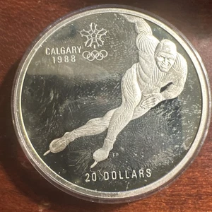 Kanada 1985 Olympia Silber Speed Skater 20 Dollar PP - .925 Fine -1 Oz + ASW - Bild 1 von 4