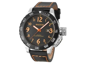 Magnum MILITARY MA33700J Mens Sports Black Orange Leather Stainless Steel Watch - Picture 1 of 2