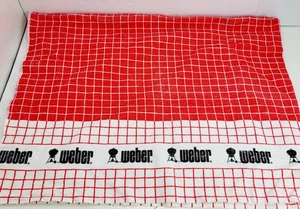 Vintage Weber BBQ Tablecloth Grill Terry Cloth Picnic Red 50 X 65 Rectangle - Picture 1 of 5