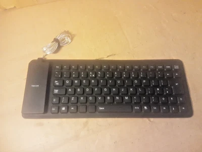 SILICONE ROLL UP USB KEYBOARD WATERPROOF FOLD UP FOR PHONE, TABLET, COMPUTER - Image 1 of 4