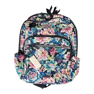 Neu mit Etikett Vera Bradley großer Campus Rucksack Laptoptasche Garden Grove Blumenmuster blau pink - Bild 1 von 10
