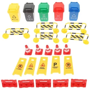 1Set Boy Girl Road Safety Toy Traffic Cones Signs and Barriers Play - Picture 1 of 12