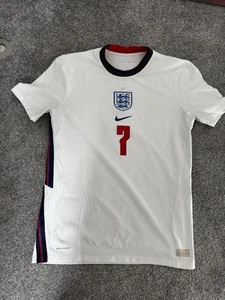 Authentic England Shirt Man Medium 7 Grealish Printing Front Back - Picture 1 of 3