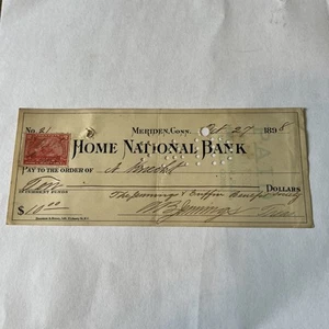 1898 Receipt Home National Bank Meriden Connecticut  - Picture 1 of 7