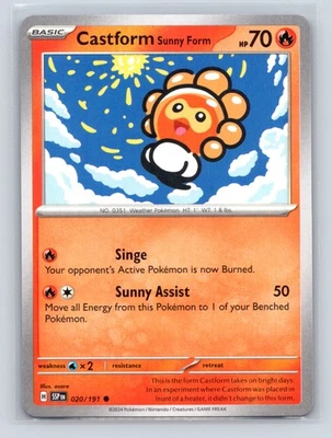 Pokémon TCG Castform Sunny Form - 020/191 SV08: Surging Sparks Normal NM - Image 1 of 2